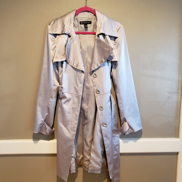 Subtle & Sophisticated Silver Trench Coat -Free Shipping - Picture 7 of 10
